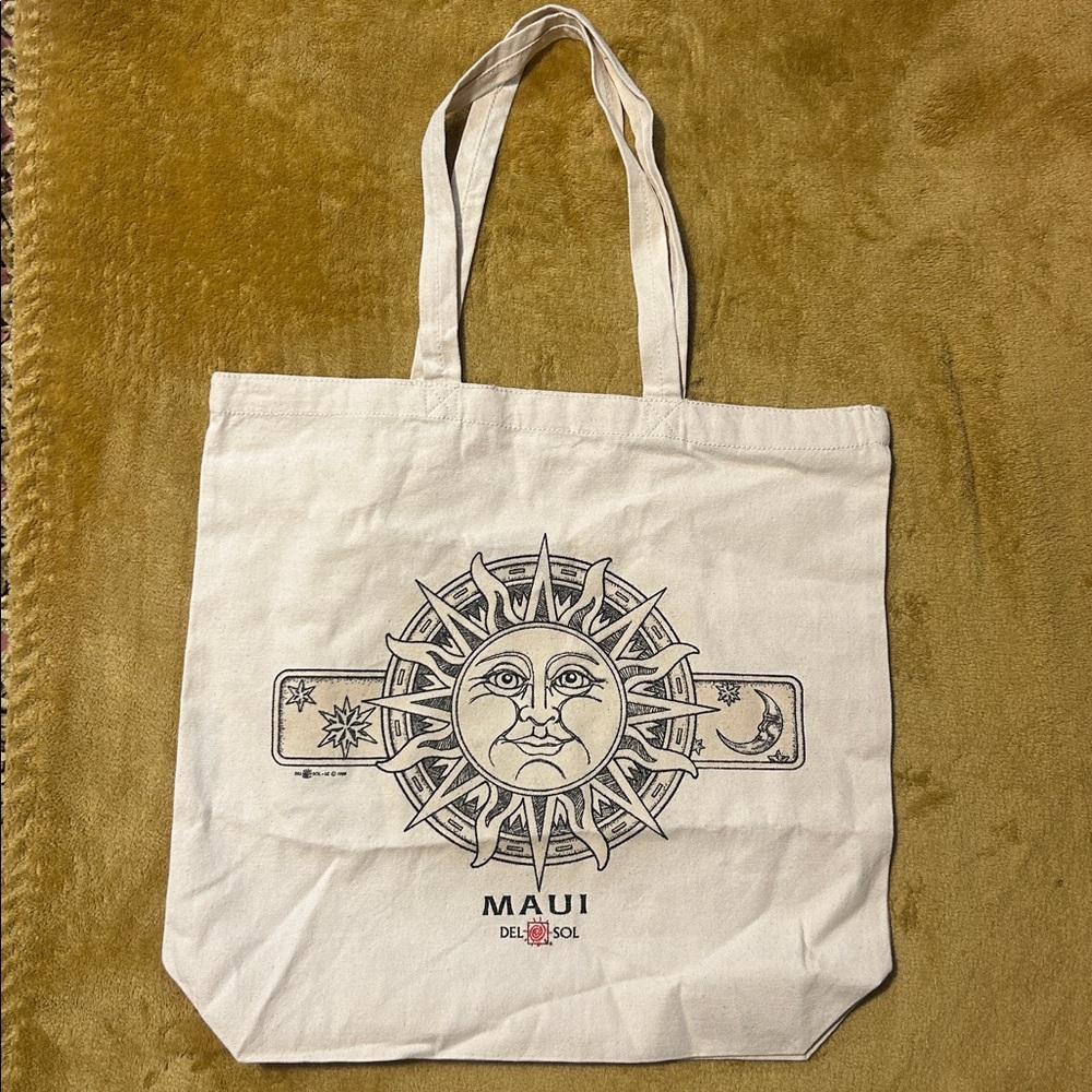Maui Del Sol Sun and Moon Canvas Tote